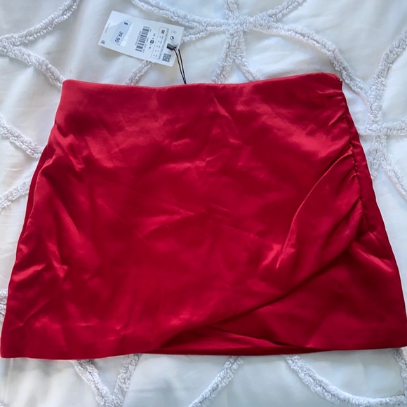 Zara Dresses & Skirts - Zara Red Satin Skirt